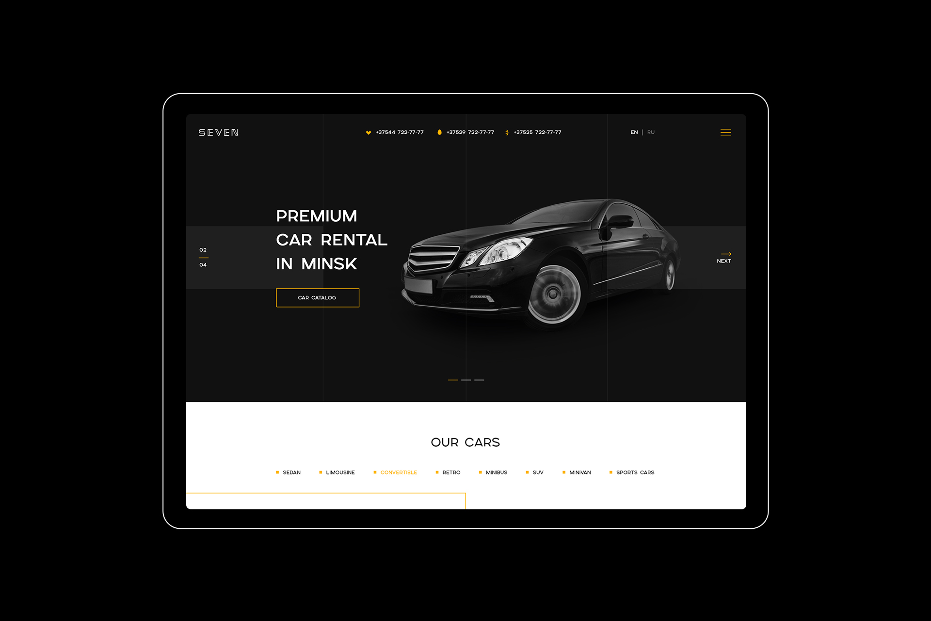 Website design and development for a car rental company